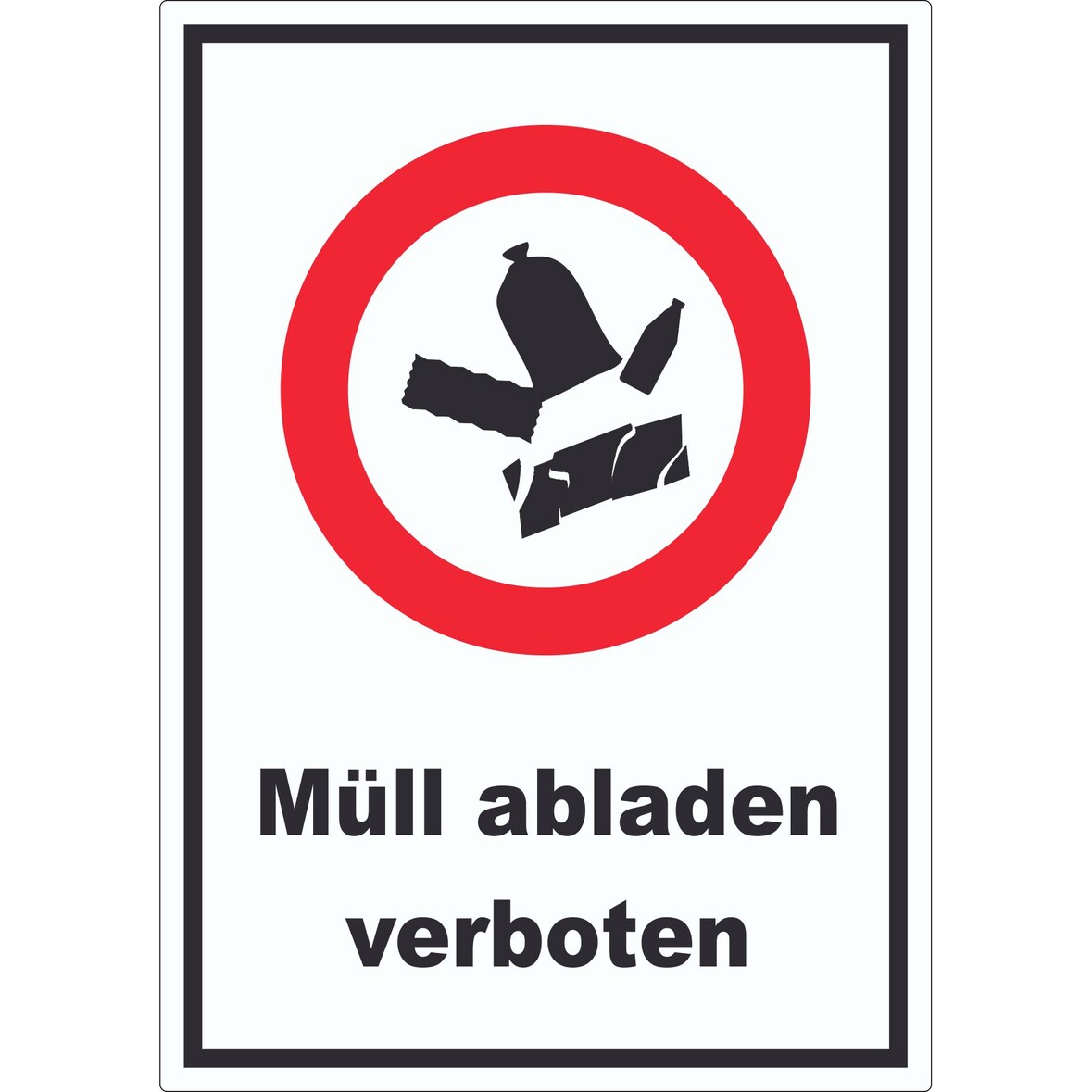 Müll abladen verboten Symbol Aufkleber A8 (52x74mm)