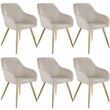 thumbnail of tectake Chaise MARILYN Effet velours style scandinave - Lot de 6 taupe/or