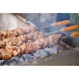 thumbnail of Barbecue Portugais 6 brochettes rotatives au charbon de bois sur support avec roulettes  850x610x970