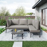 thumbnail of Merax Garten-Lounge-Set aus Eisen, Gartenmöbel-Set aus grauem Seil, L-förmiges Gartenmöbel-Set, Lounge-Set aus grauem Seil mit Sitzkissen