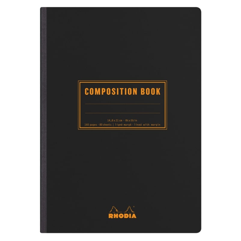 Lot de 5 Composition Book Classic noir A5, 160p./80 feuilles 80 g/m² brochées, ligné + marge