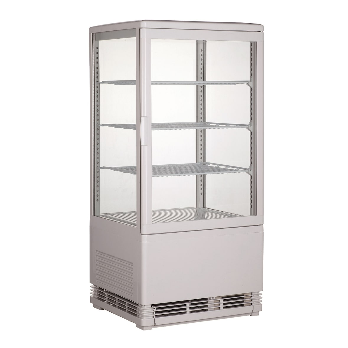 Kühlvitrine GOMED Tischgerät | 3 Ebenen | 68 Liter, HxBxT 88,5x42,8x38,6cm | +0/+12°C | Weiß | + CHEFGASTRO Geschirrtuch