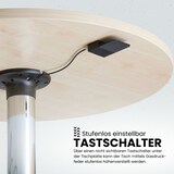 thumbnail of bümö Säulenhubtisch höhenverstellbar, Stehtisch Büro, Bistrotisch rund 80 x 80 cm - Besprechungstisch Ahorn, Stehtisch Holz-Platte, Säule aus Metall