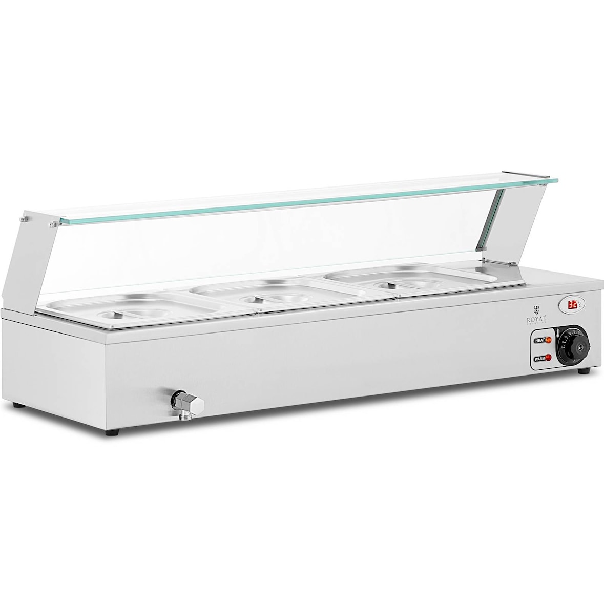 Royal Catering - Royal Catering RCBM_GN1/2_2 Bain-marie Chauffe-plat bain-marie Vitrine bain-marie professionnelle 2 000 W 3 x GN 1/2 Robinet De