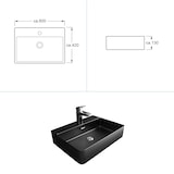 thumbnail of Alpenberger Waschbecken 60 cm mit Nano | Aufsatzwaschbecken Schwarz Matt Badezimmer Gäste-WC | Keramik Waschbecken mit Überlauf & Hahnloch Waschtisch