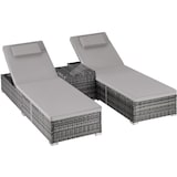thumbnail of tectake Espreguiçadeira de Rattan Dupla Carbonera com Mesa Cinza - Ajustável e Conforto Interior/Exterior