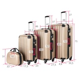 thumbnail of tectake PUCCI Set de 4 Valises Trolley Rigides avec Vanity Roulettes Champagne Métallisé et Poignée