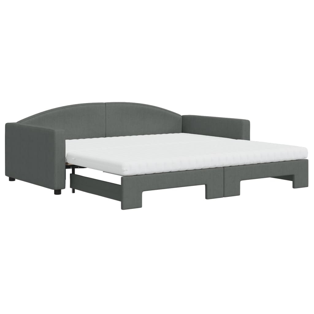 vidaXL Tagesbett Ausziehbar mit Matratzen Dunkelgrau 100x200 cm Stoff