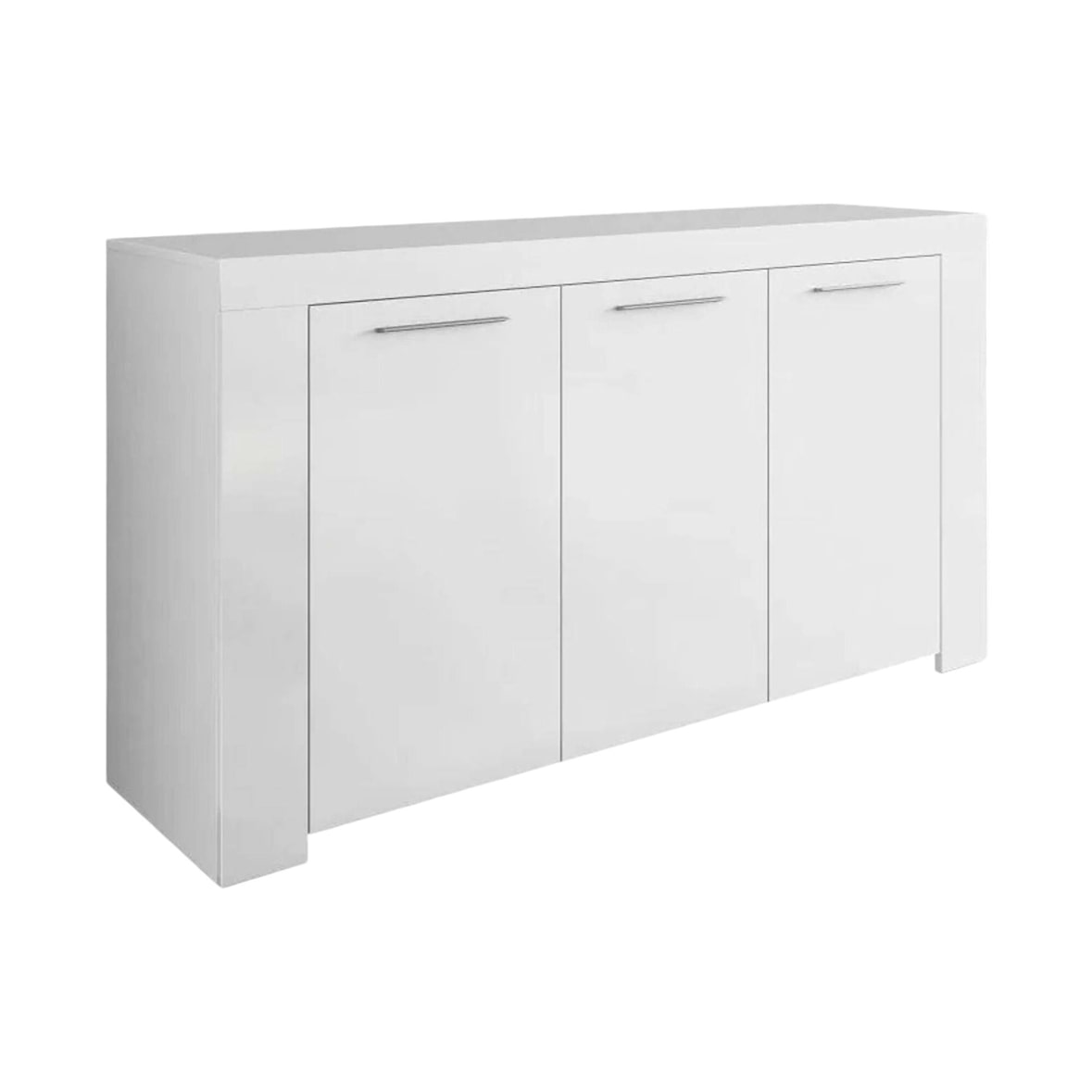 Dmora Anrichte Bellevue, Modernes Sideboard mit 3 Türen, Buffet im Wohnzimmer, Fernsehschrank, Sideboard für Wohnzimmer, 144x42h80 cm, Weiß