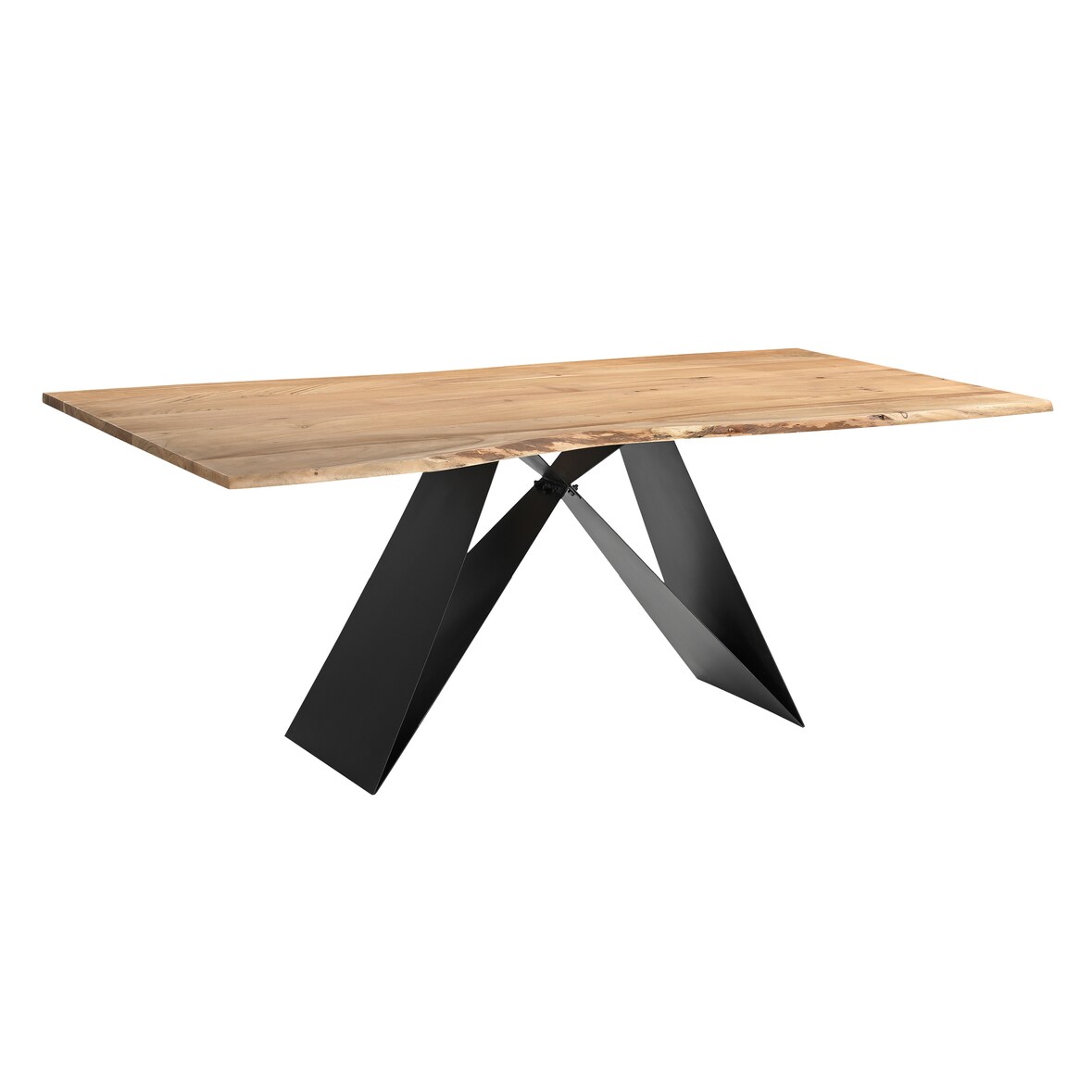 Esstisch Baumkante Massiv Akazie naturfarben 140 x 80 schwarz Butterfly-Gestell MICK