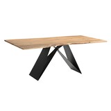 thumbnail of Esstisch Baumkante Massiv Akazie naturfarben 140 x 80 schwarz Butterfly-Gestell MICK