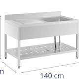 thumbnail of Royal Catering - Royal Catering RCSSS-140X70-S Évier Professionnel Inox Plonge Professionnelle Sur Pied (Dimensions : 140 x 70 cm, Bac :