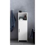 thumbnail of Badschrank 30 x 95,5 x 30 cm weiß Holz mit Tür und Ablagefach, Kleiner Bad-Schrank Beistellschrank stehend, Badregal schmal freistehend