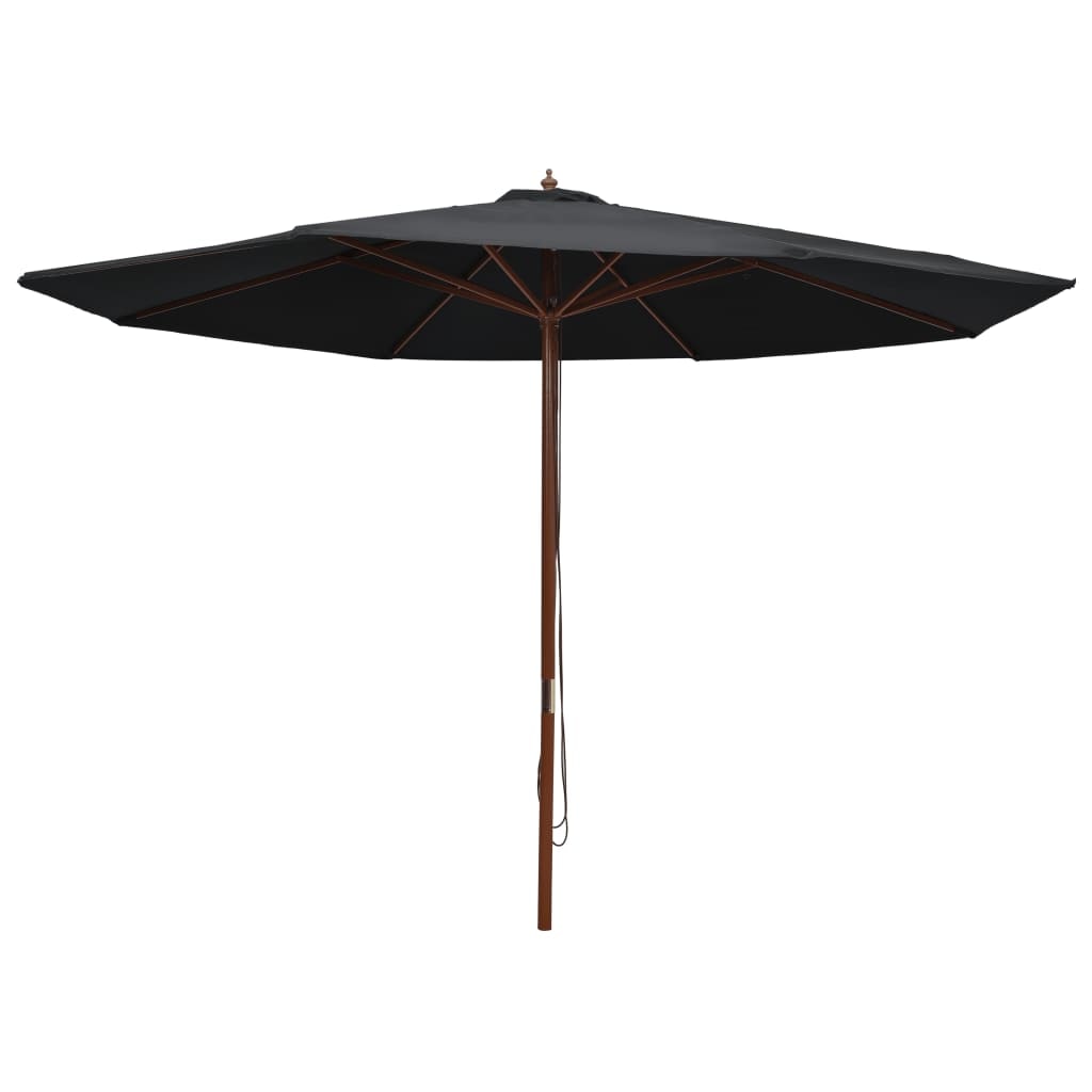 Helloshop26 - Sonnenschirm mit Holzstange 350 cm schwarz 02_0008253