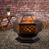 thumbnail of GARDEBRUK® Feuerschale mit Funkenschutz Schürhaken Abdeckung 70cm Stahl Feuerstelle Feuerkorb Terrassenofen Garten