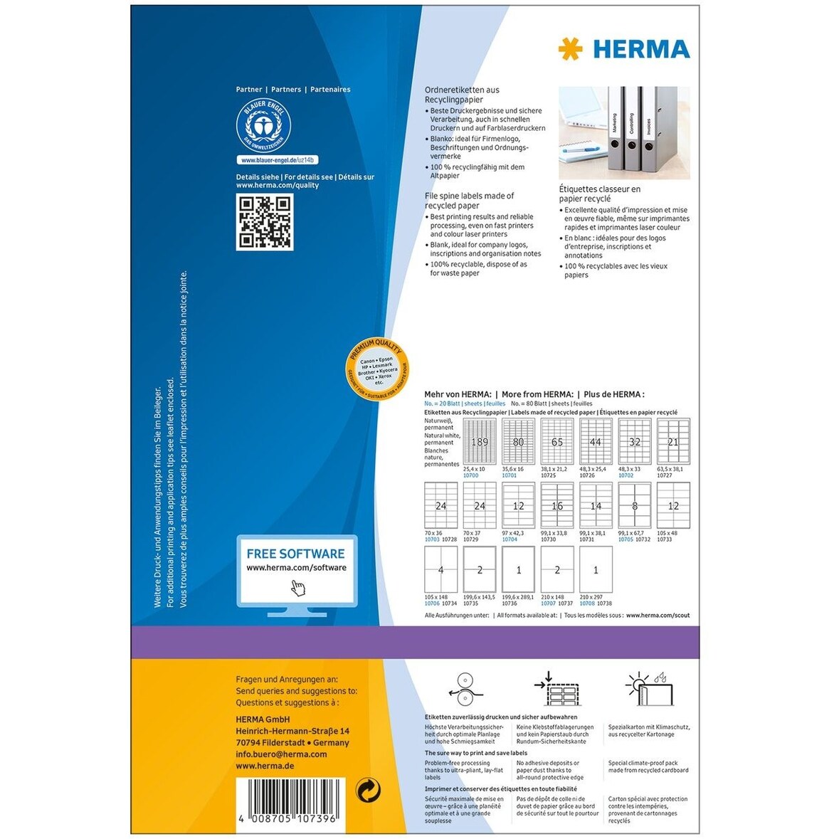 HERMA Etikett 10739 192x38mm ws 560 St./Pack.