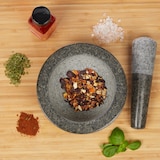 thumbnail of Relaxdays Granit Mörser mit Stößel, robust & langlebig, Gewürze, Kräuter, polierter Steinmörser, Ø 16 cm, 400 ml, grau