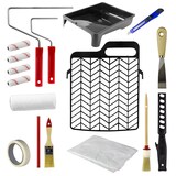 thumbnail of Maler Set 17-tlg. Farbrollen Abstreifgitter Farbwanne Pinsel Farbrührer Spachtel