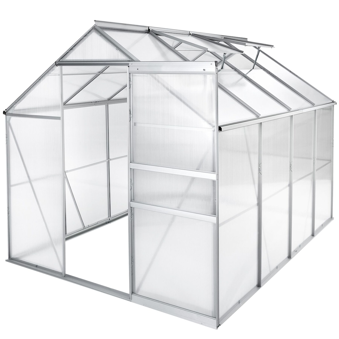 tectake Serre en aluminium, résistant aux UV, 185x250x195cm 250 x 185 x 195 cm Blanc Transparent