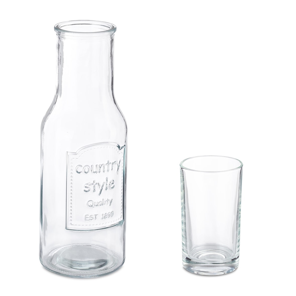 Relaxdays Wasserkaraffe Set mit Gläsern, 5-teiliges Set, 1,5 l, 200 ml, Karaffe ohne Deckel, Wassergläser, transparent