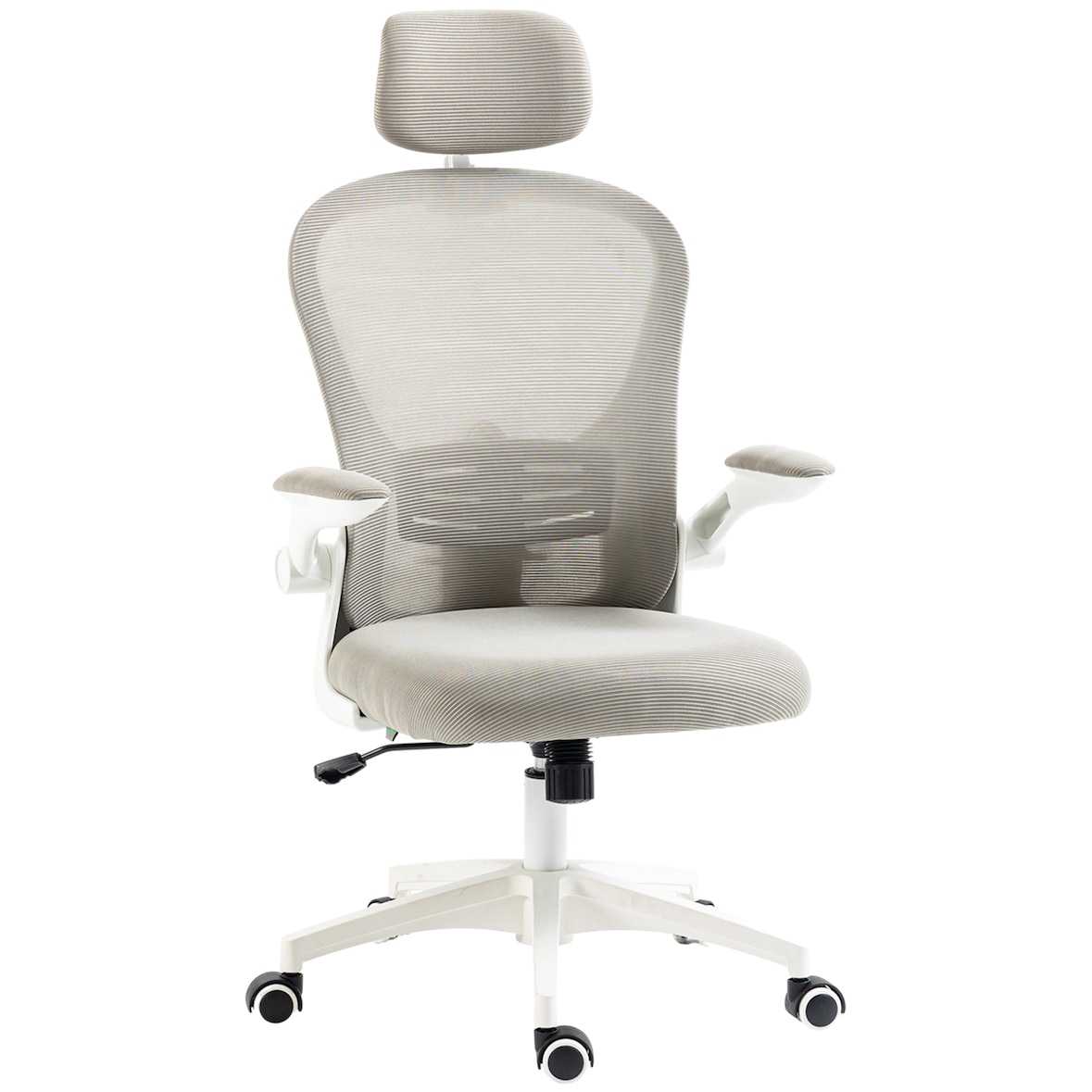 Vinsetto silla de malla silla de oficina con respaldo alto reposacabezas ajustable soporte lumbar 4D brazo abatible altura ajustable 62x64x112-120 cm