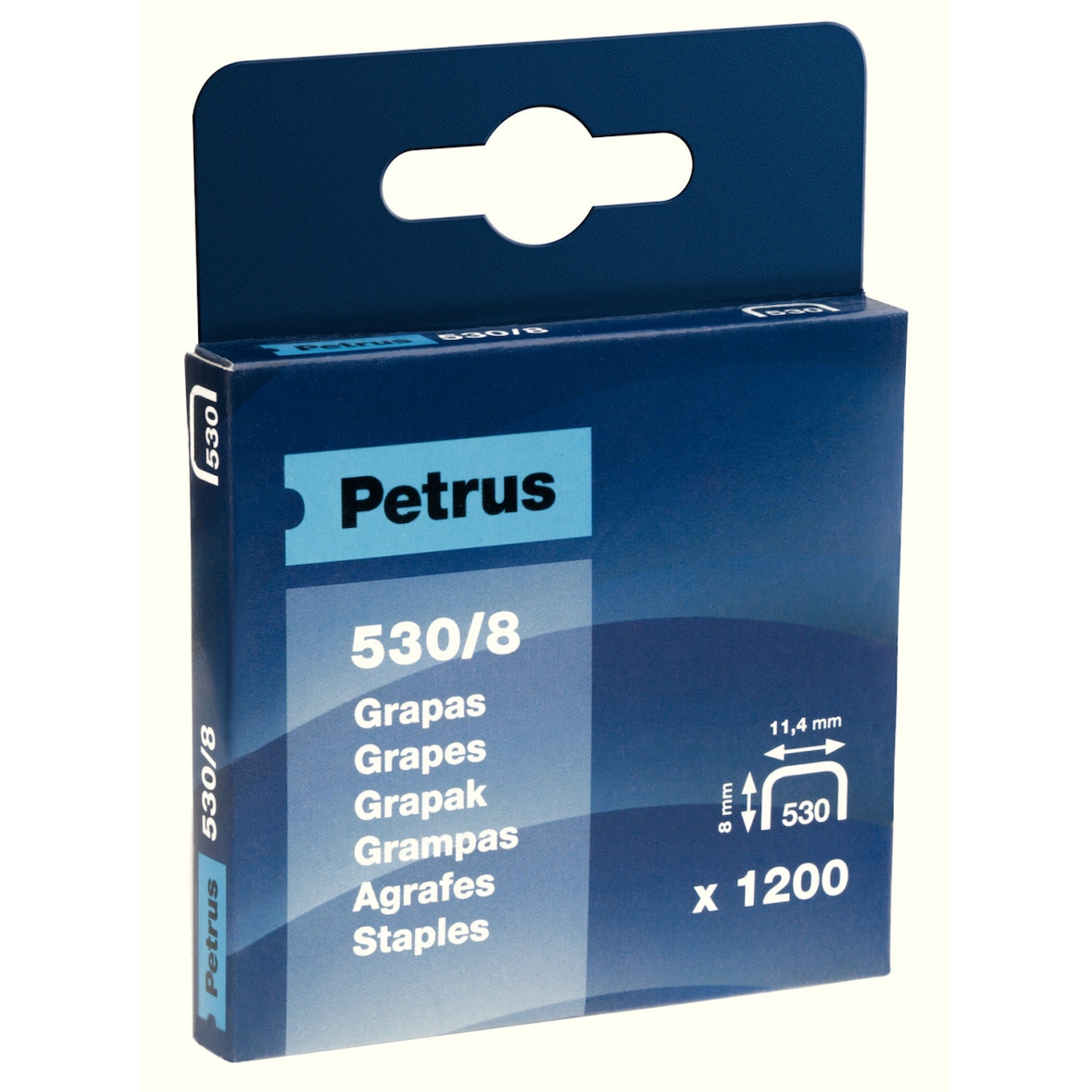 Grapas Petrus mod. 530/14 mm. Caja 1200 unid cobreada. Pack de 24
