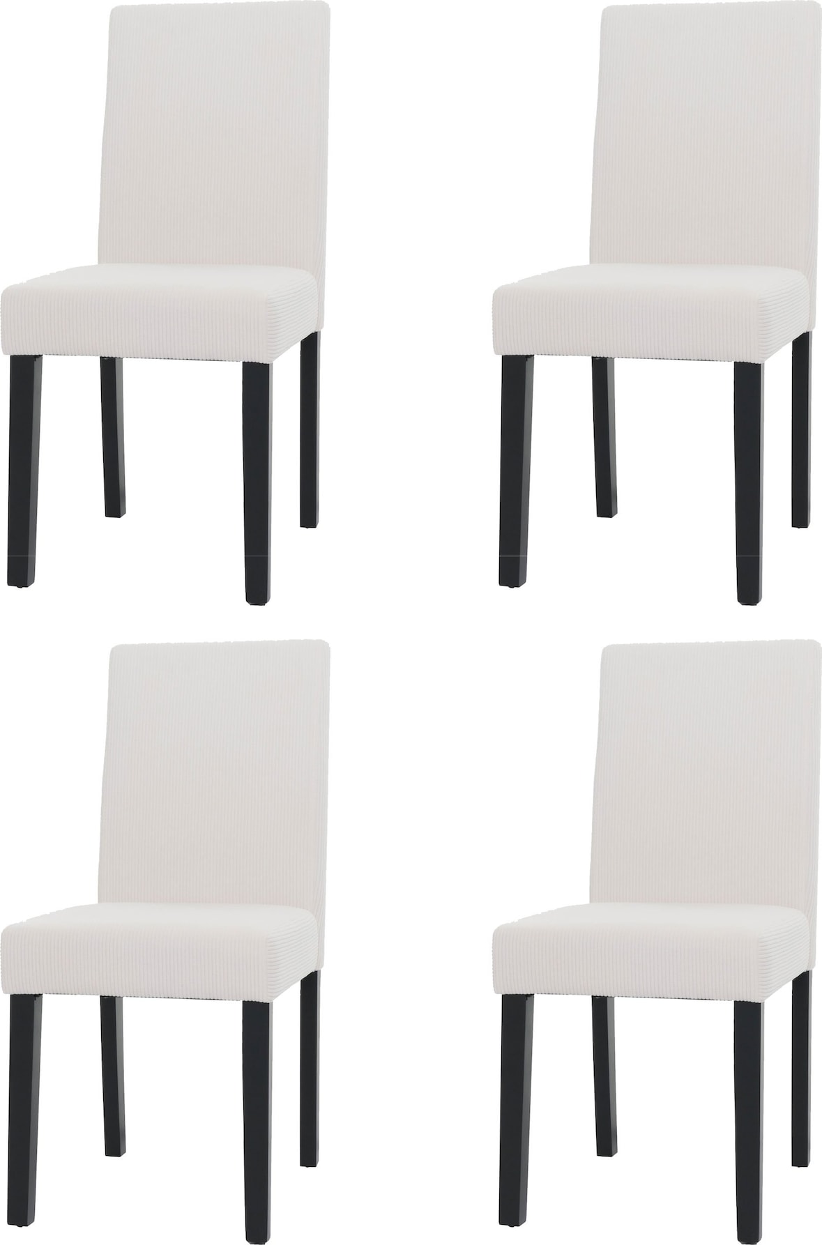 CHEFGASTRO 4er-Set Esszimmerstuhl klassisch und zeitlos HxBxT 90x42x50cm Sitzhöhe 47cm Stoff/Textil Cord Holz dunkle Beine Creme