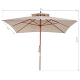thumbnail of Sombrilla de jardín 3x3x3 m parasol de jardín de bambú con doble techo sistema de polea impermeable para terraza balcón exterior beige