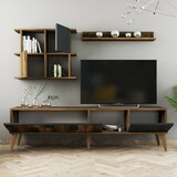 thumbnail of Dmora Fernsehschrank Docchiut, Ständer für Wohnzimmerfernseher, Niedriges Wohnzimmer-Sideboard, TV-Ständerbasis, 180x34h49 cm, Walnuss und Anthrazit