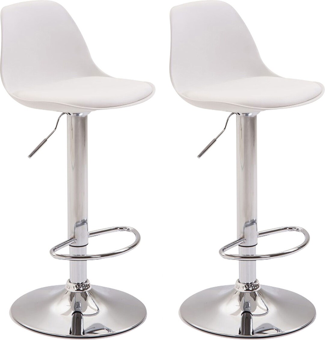 CHEFGASTRO 2er Set Barhocker HAWAII Kunststoff Chrom HxBxT 82x39x43cm Kunstleder Weiß Barstuhl