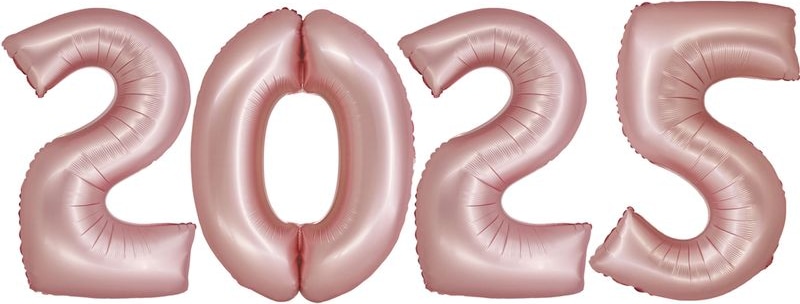 Folienballon Zahl 2025 Roségold matt Silvester XL