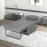 thumbnail of HOMCOM sofá cama de 1 plaza 4 en 1, sillón cama tapizado en lino, con respaldo ajustable de 5 niveles, almohada acolchada, 75x80x74 cm, gris