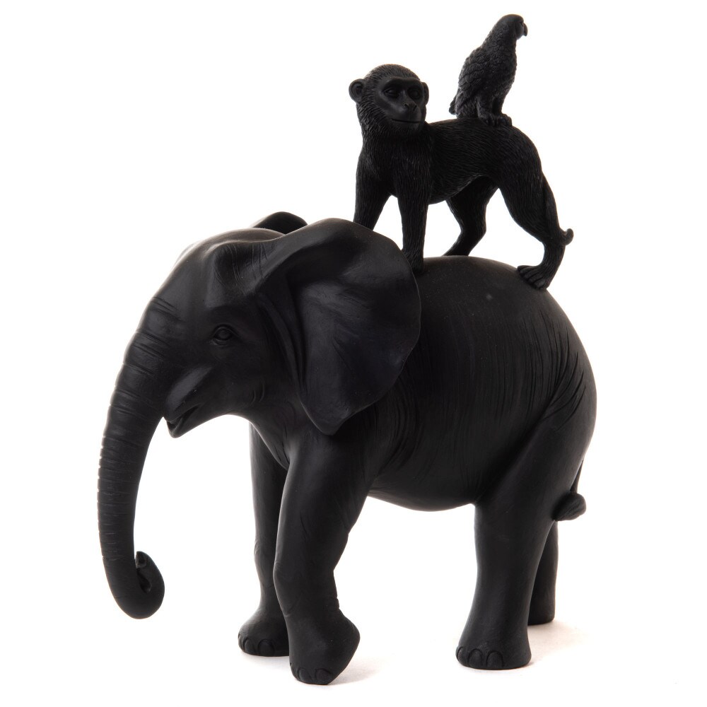 Totem ethnische Tiere schwarz - Anderes Amadeus-Harz 27x12.5 cm