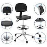 thumbnail of Sedia da lavoro / Sgabello da lavoro TOP WORK 24 I poliuretano rigido estremamente, cromato nero hjh OFFICE