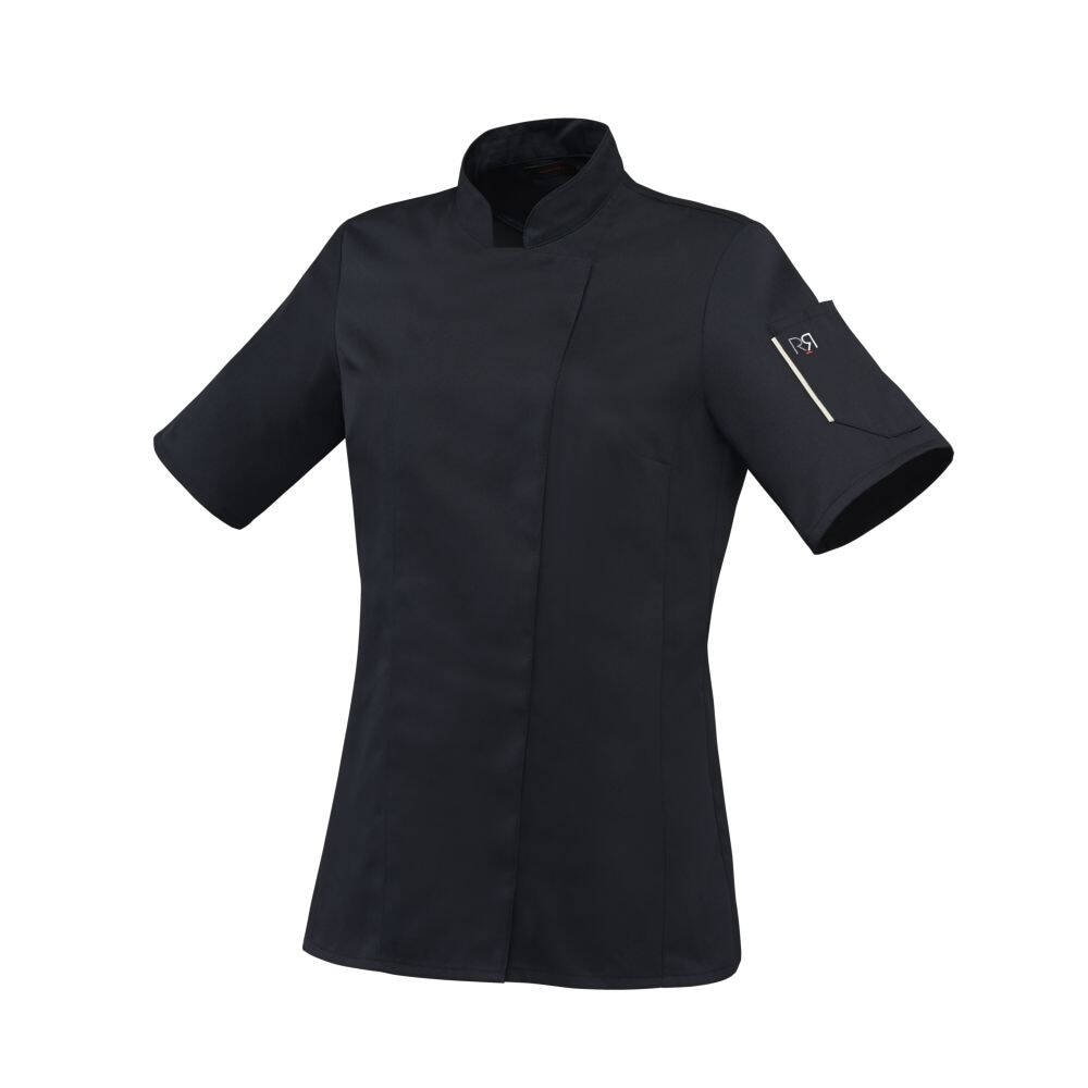 Veste de cuisine femme manches courtes  Unera polycoton noir T.XS Robur