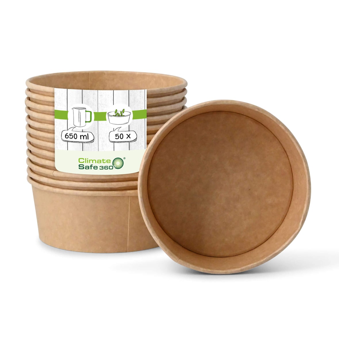 greenbox - Karton-Schalen 650 ml, Ø 150 mm, braun, rund, 50 St.