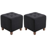 thumbnail of 2er Set Sitzhocker CELIS - Stoff Schwarz 45x45x46 cm | Hocker Schlafzimmer Polsterhocker Wohnzimmer Sitzbank Esszimmer