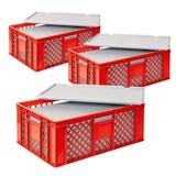 thumbnail of 3x EPS Thermobox in Stapelkorb mit Deckel, LxBxH 600x400x240 mm, rot