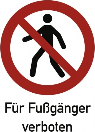 Für Fußgänger verboten ISO 7010, Kombischild, Alu, 210x297 mm