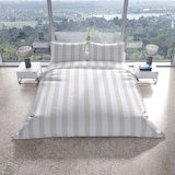 thumbnail of Bettwäsche 155x220 cm Baumwolle 4 teilig Weiß Grau Streifen modern mit Reißverschluss