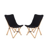 thumbnail of Helloshop26 - Juego de 2 sillas de jardín plegables 52 x 72,5 x 92,5 cm cómodas portátiles diseño moderno en bambú negro 20_0012449