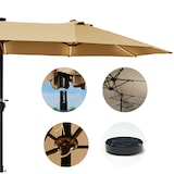 thumbnail of Parasol double 4,6x2,6 m avec LED solaire intégré, manivelle et double toit ventilé, idéal pour jardin, piscine et terrasse - ALISEO