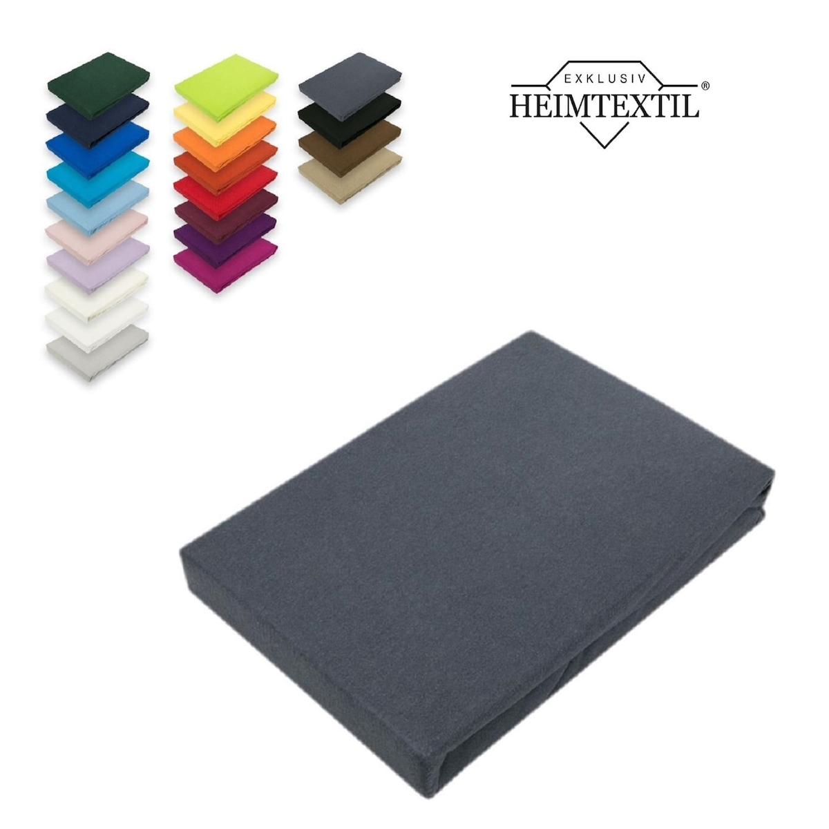 EXKLUSIV HEIMTEXTIL Microfaser Marke Spannbettlaken 180 - 200 x 200-220 cm + 40 cm Anthrazit