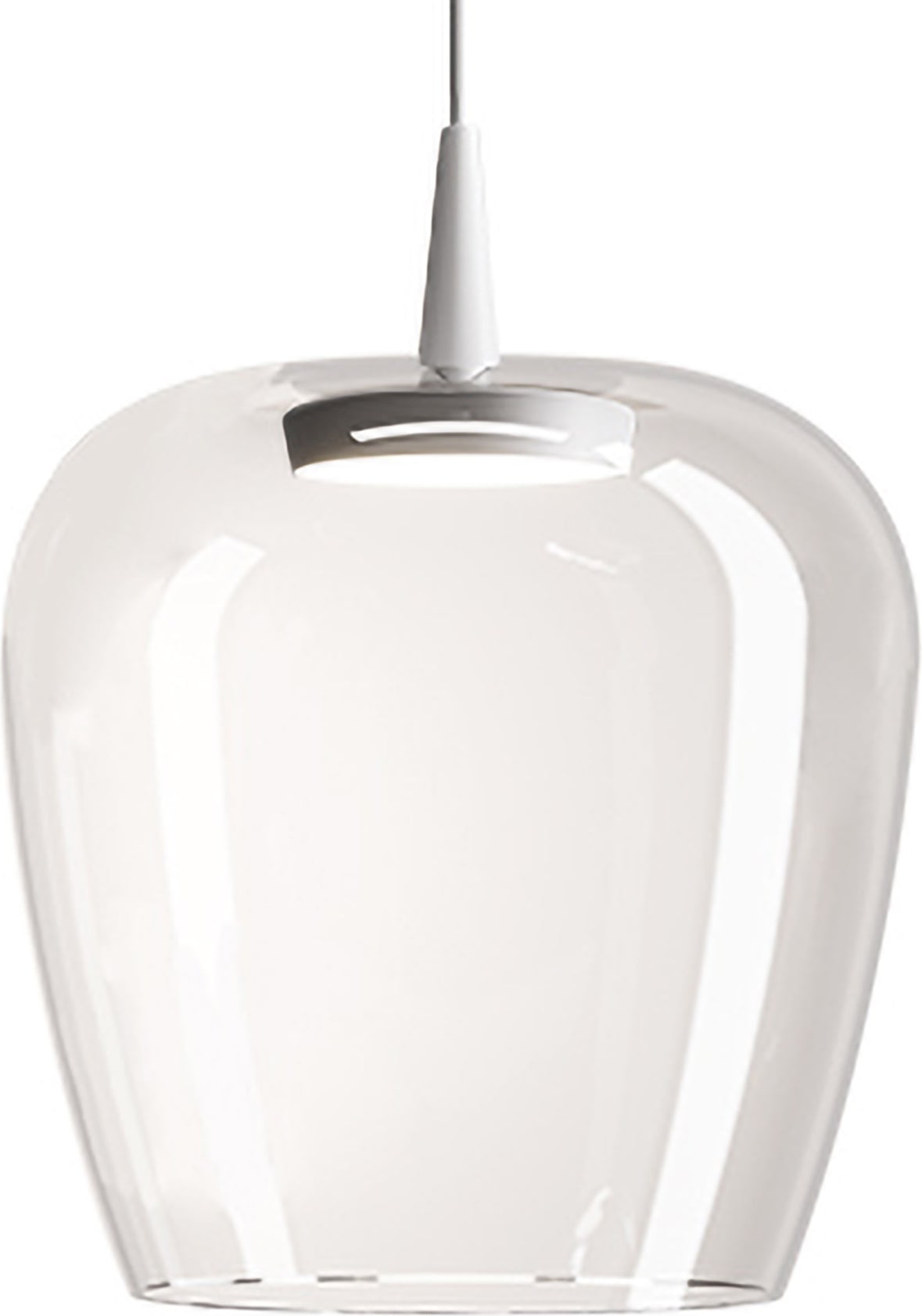Zafferano Bilia 230V LED 8W Pendelleuchte aus mundgeblasenem Borosilikatglas, Diffusor mit 27 cm Durchmesser, glockenförmiges Design, weiß
