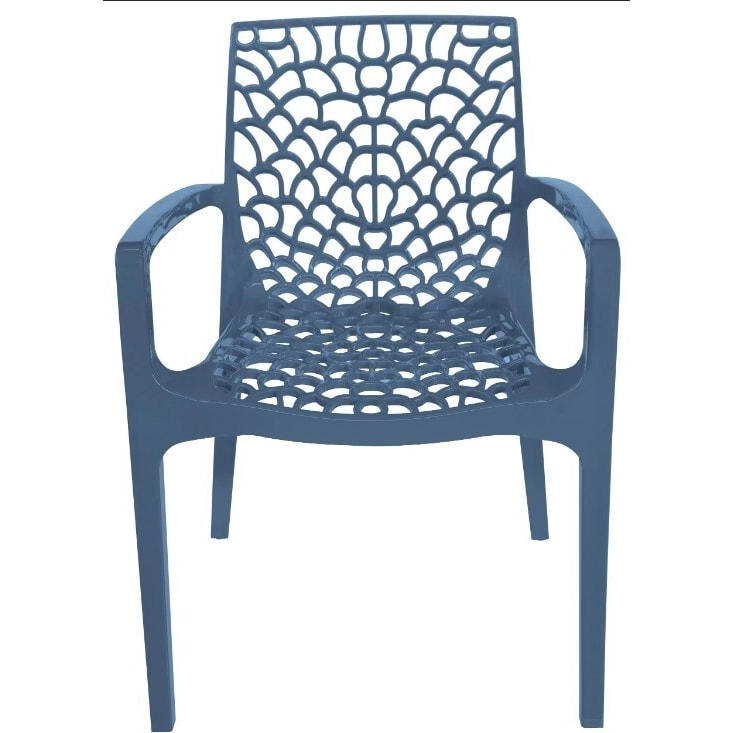 METRO PROFESSIONAL Fauteuil de terrasse Saphir, empilable, plastique, bleu pétrole