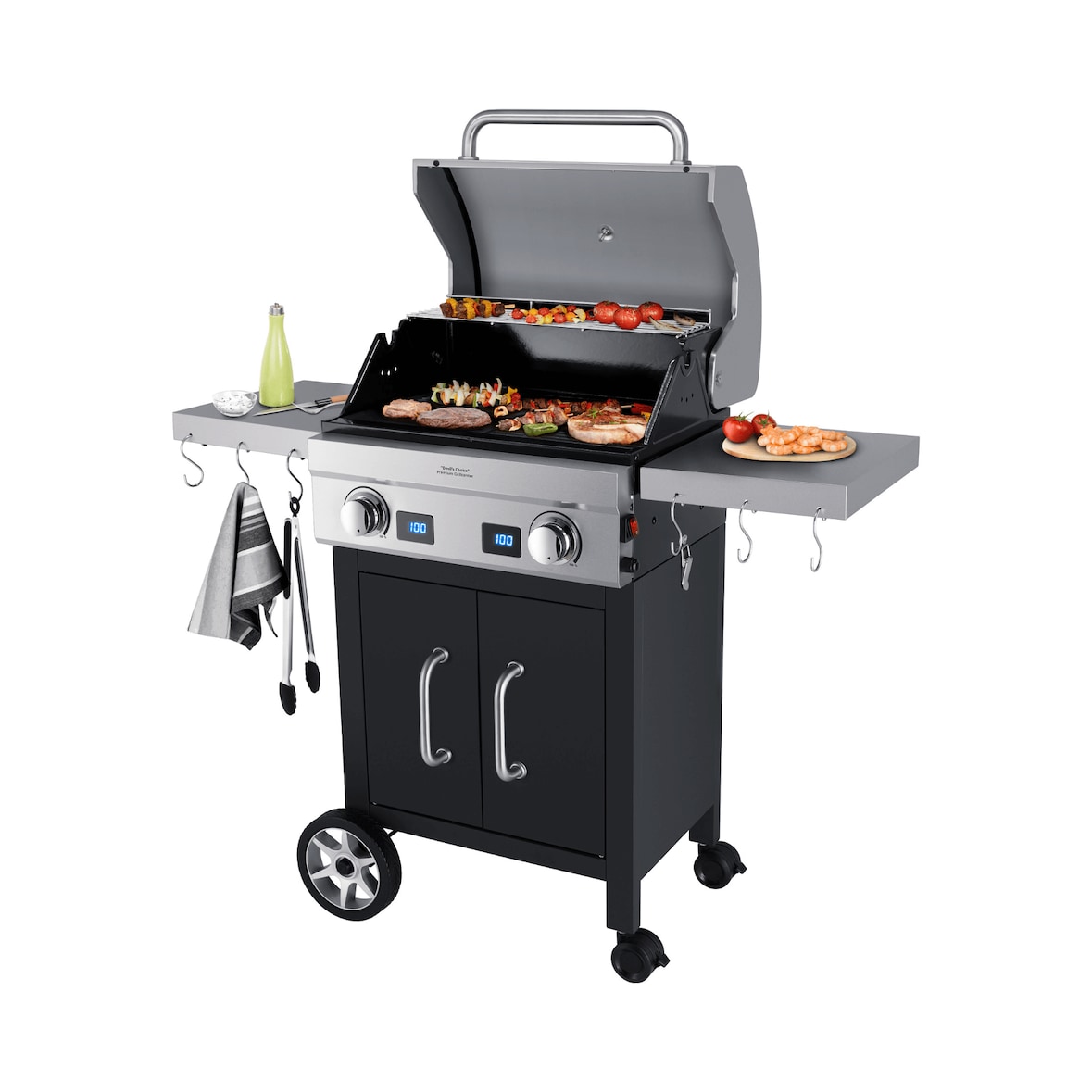 Steba Deluxe Grillcenter VG 7000 Devil's Choice bis 300 °C und 2 großen Stahlgussplatten, individuell regelbare Heizsysteme