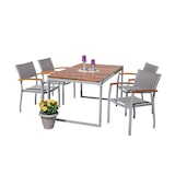thumbnail of Merxx Naxos Set 5tlg., 4 Sessel, 1 Ausziehtisch 150 (200) x 90cm, Aluminium/Textil/Akazie
