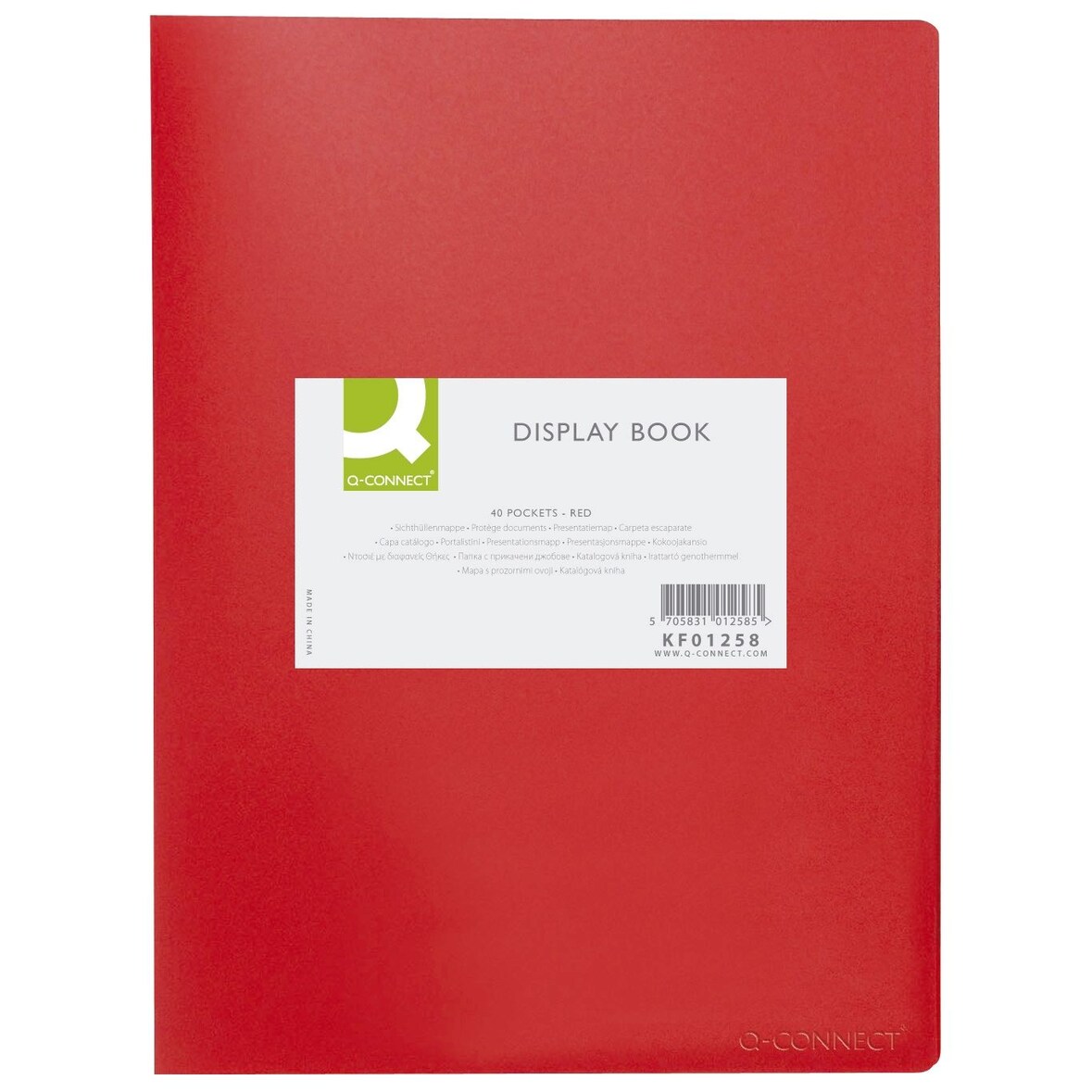 Q-Connect® KF01258 Sichtbuch - 40 Hüllen, Einband PP, 450 mym, rot