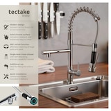 thumbnail of tectake Flexibele keukenkraan met 2 kranen en verwijderbare sproeikop  Grijs