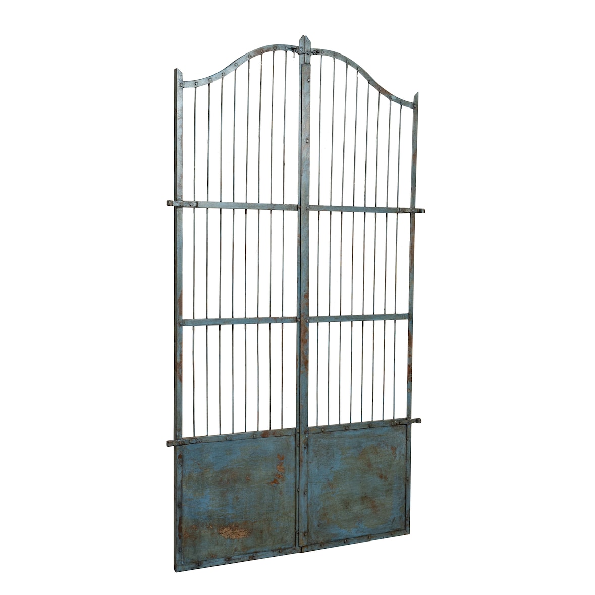 Biscottini Eingangstore 118x6x200 cm - Gartentor für den Außenbereich - Gartenzaun - Hellblaues Schmiedeeisentor